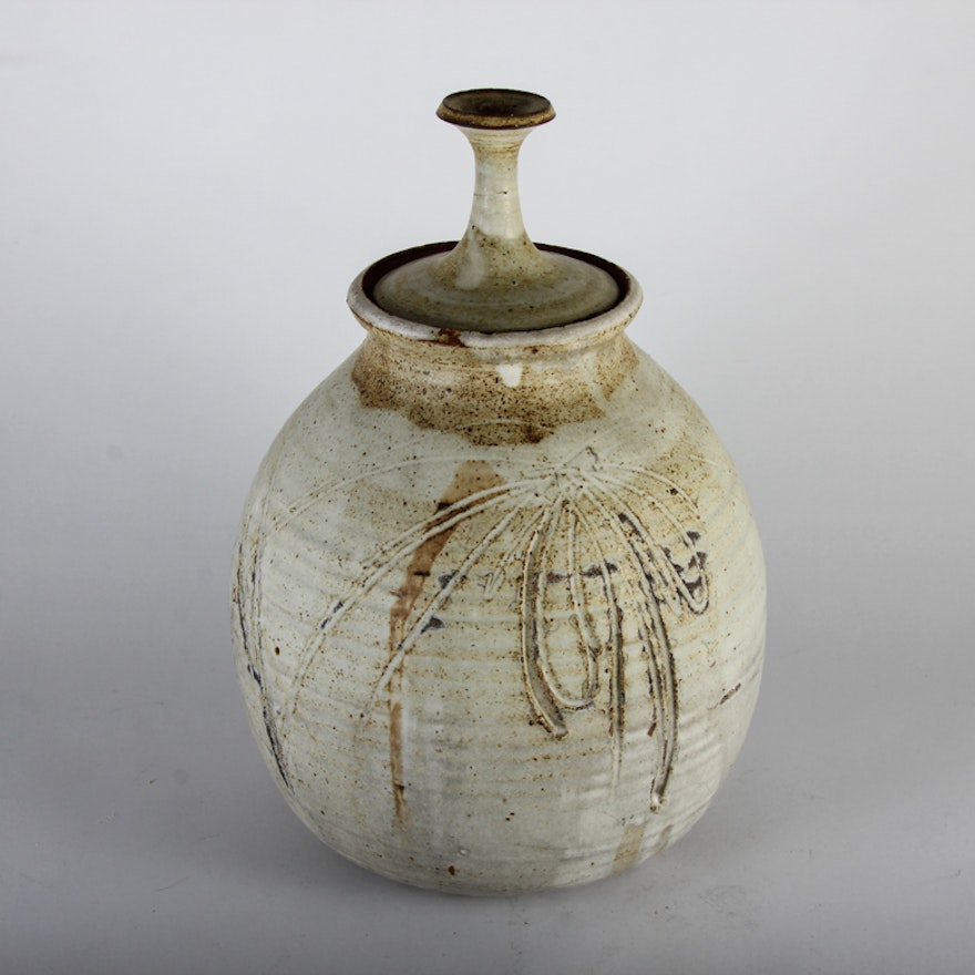 Signed Lidded Art Pottery Jar