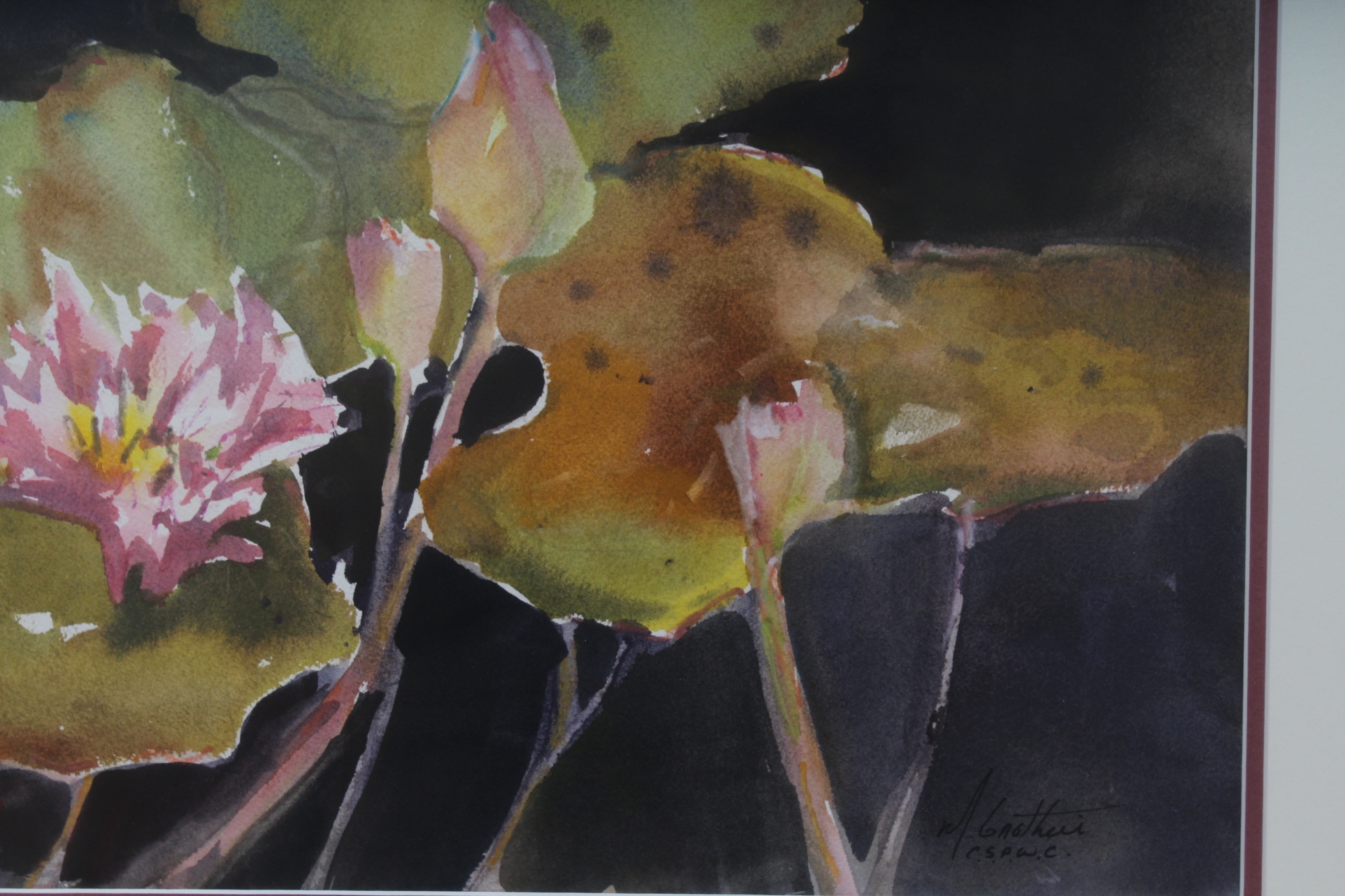 Margaret Grothier Signed Floral Watercolor