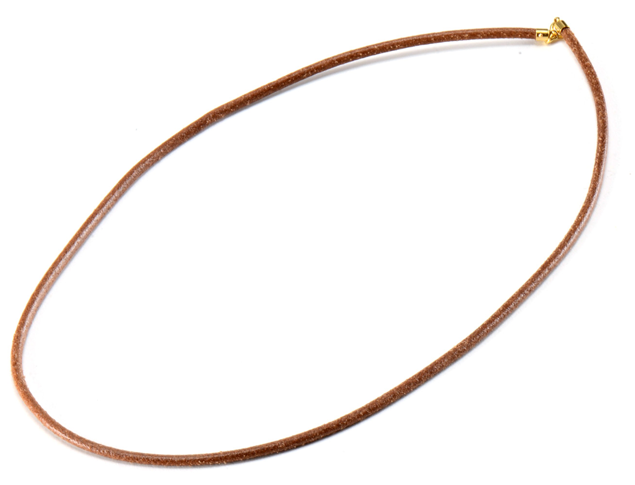 Milor Brown Leather Cord Necklace with 14K Yellow Gold End Caps, Tag and Clasp