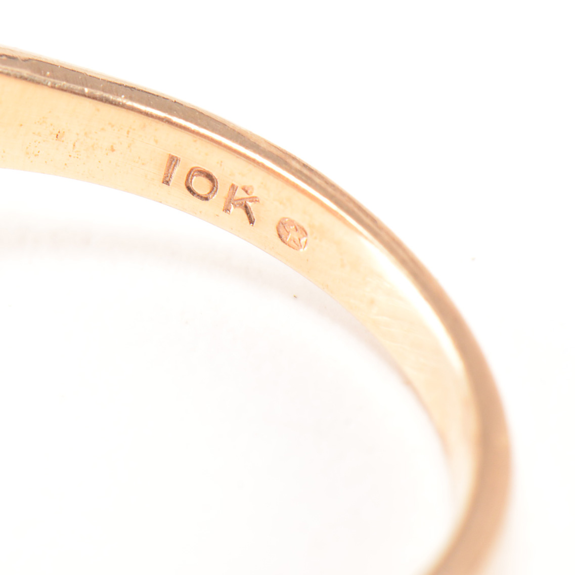 10K Yellow Gold and Synthetic Pink Sapphire Openwork Ring