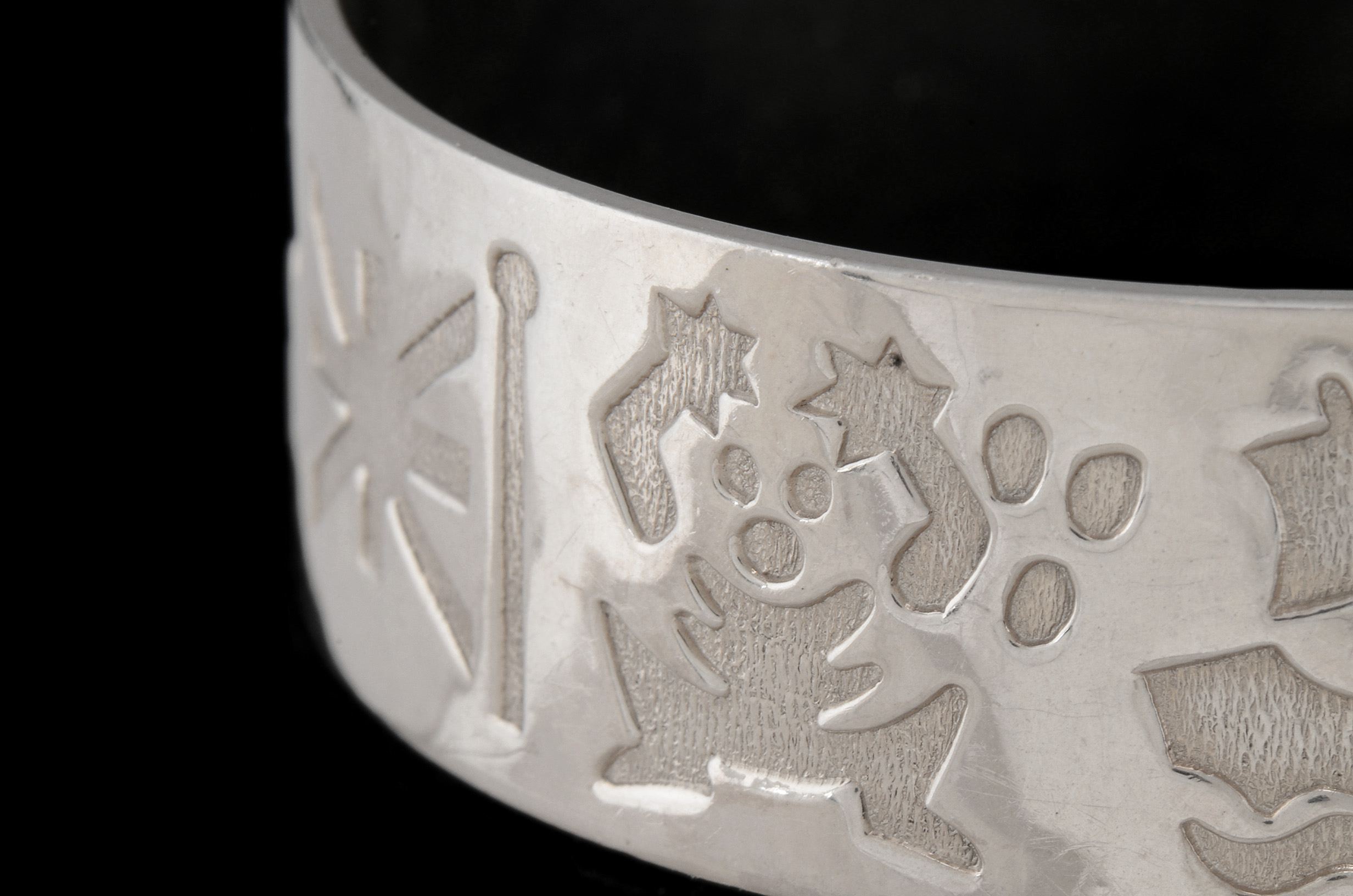 Irish Heavy Sterling Silver Wide Bangle with Symbols