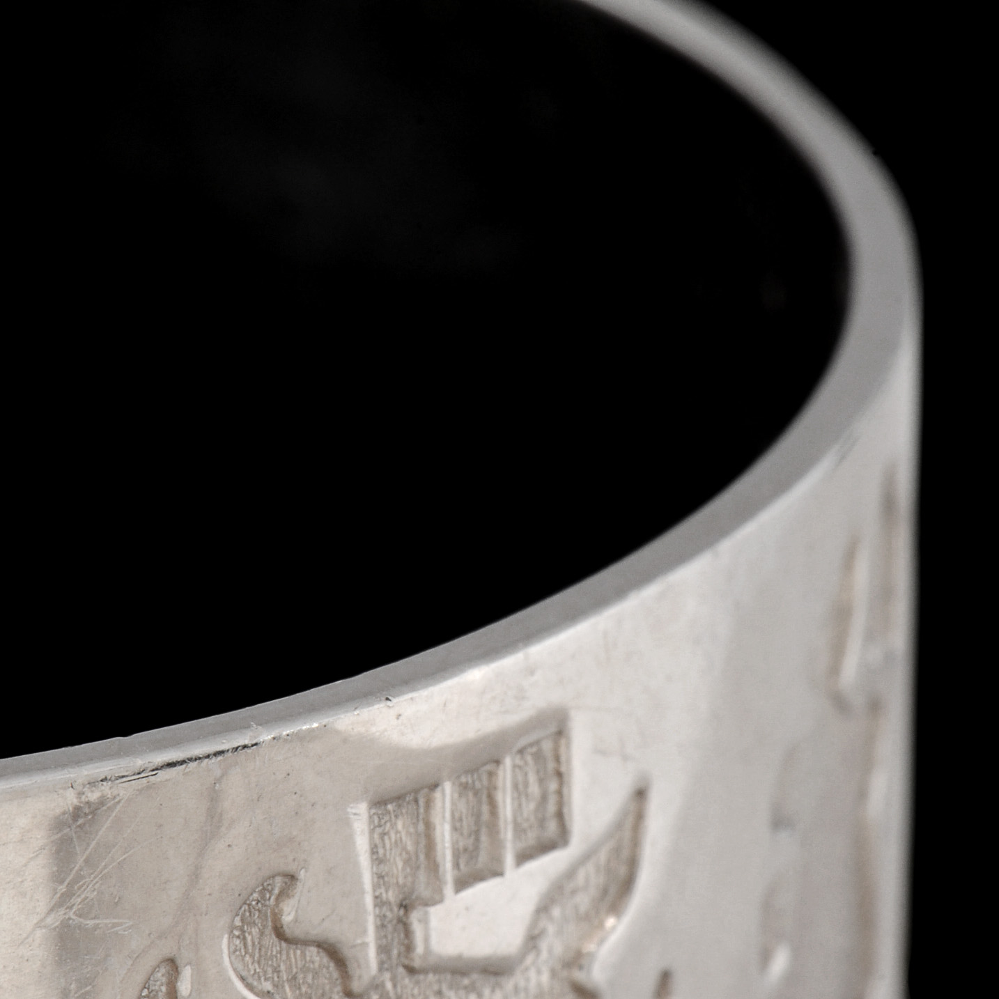 Irish Heavy Sterling Silver Wide Bangle with Symbols
