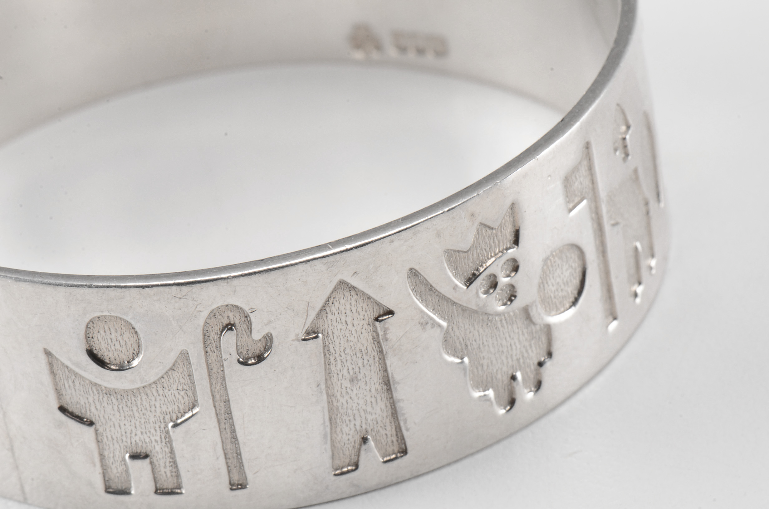 Irish Heavy Sterling Silver Wide Bangle with Symbols