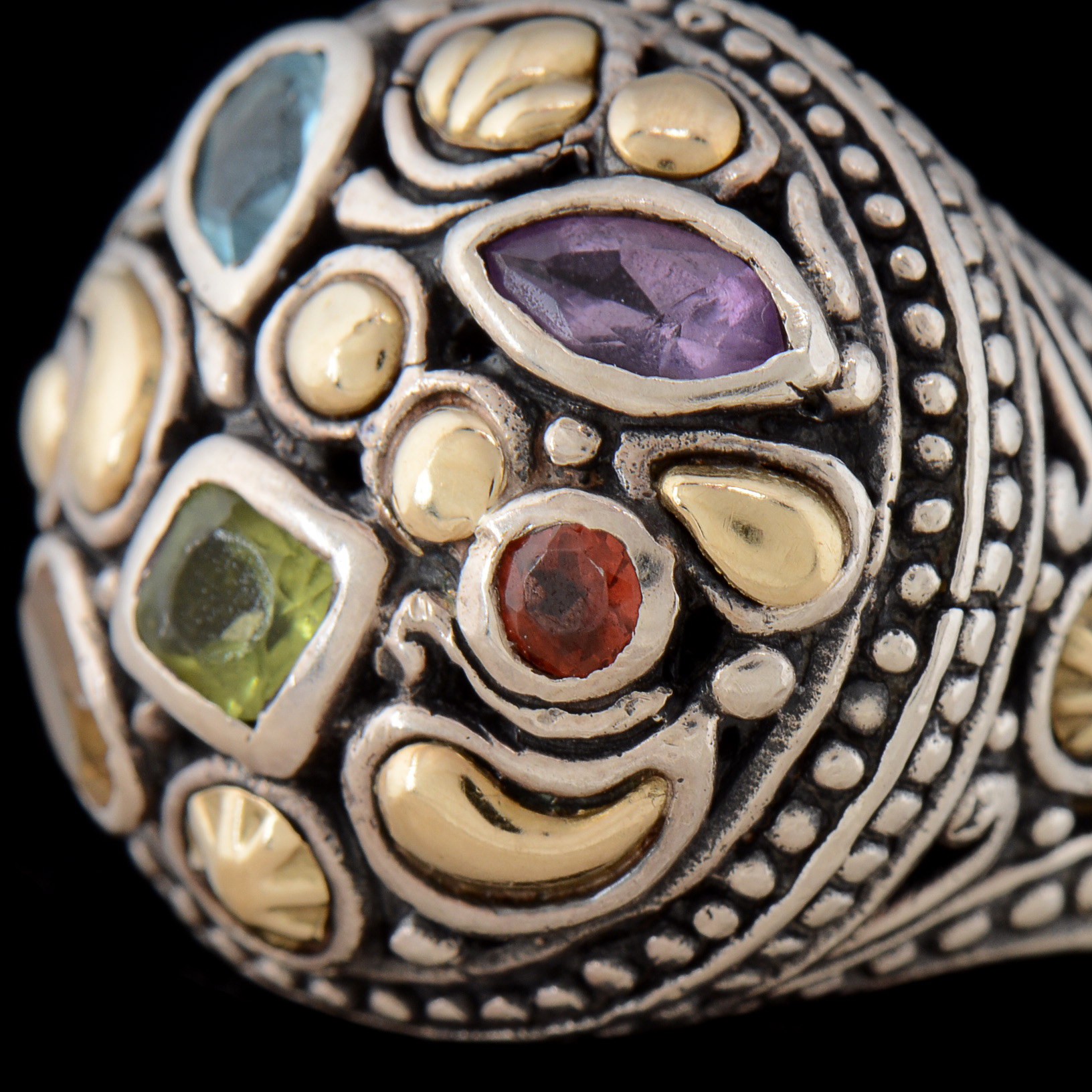 Samuel B. Benham Sterling Silver and 18K Yellow Gold Multi-Color Gemstone Ring