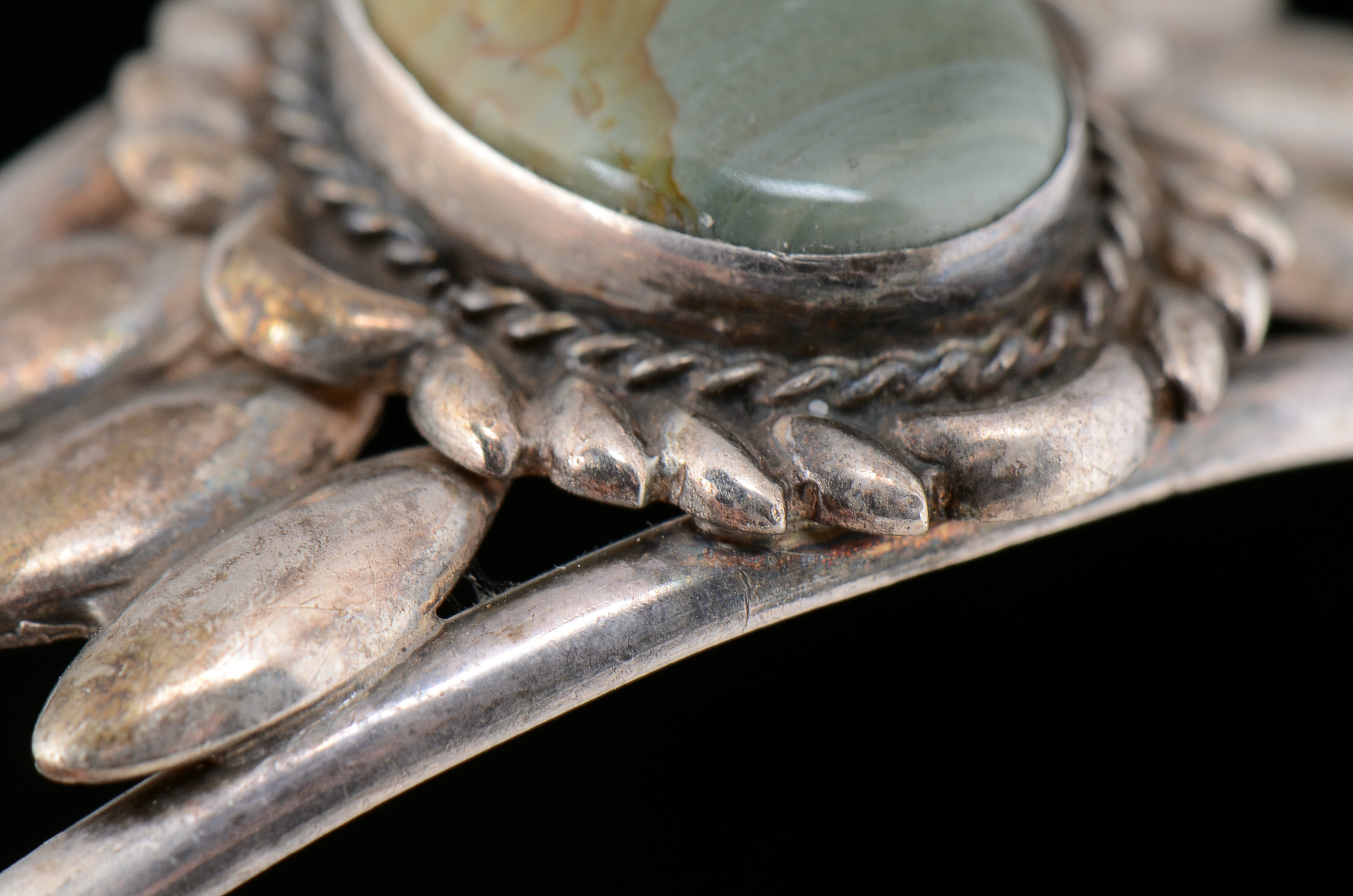 Southwestern Native American Sterling Silver and Picture Jasper Cuff