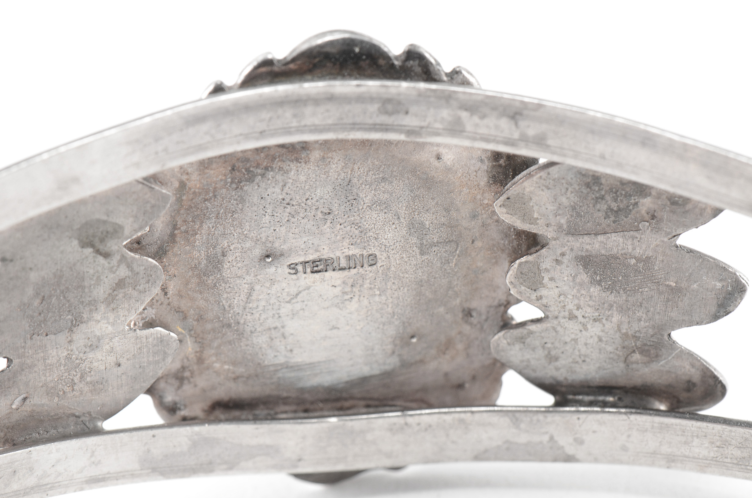 Southwestern Native American Sterling Silver and Picture Jasper Cuff