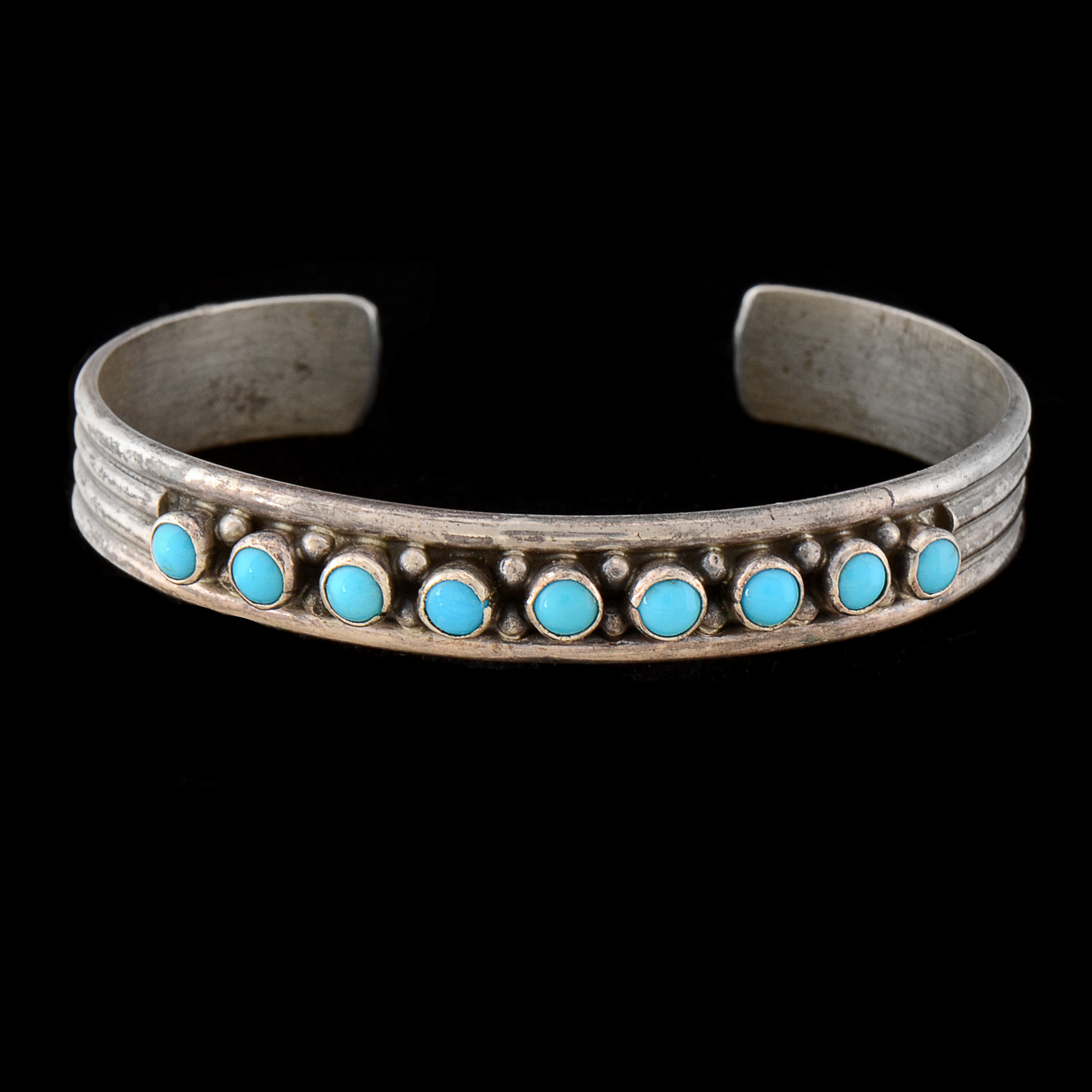 Lennie Mariano Signed Native American Navajo Sterling and Turquoise Cuff Bracelet
