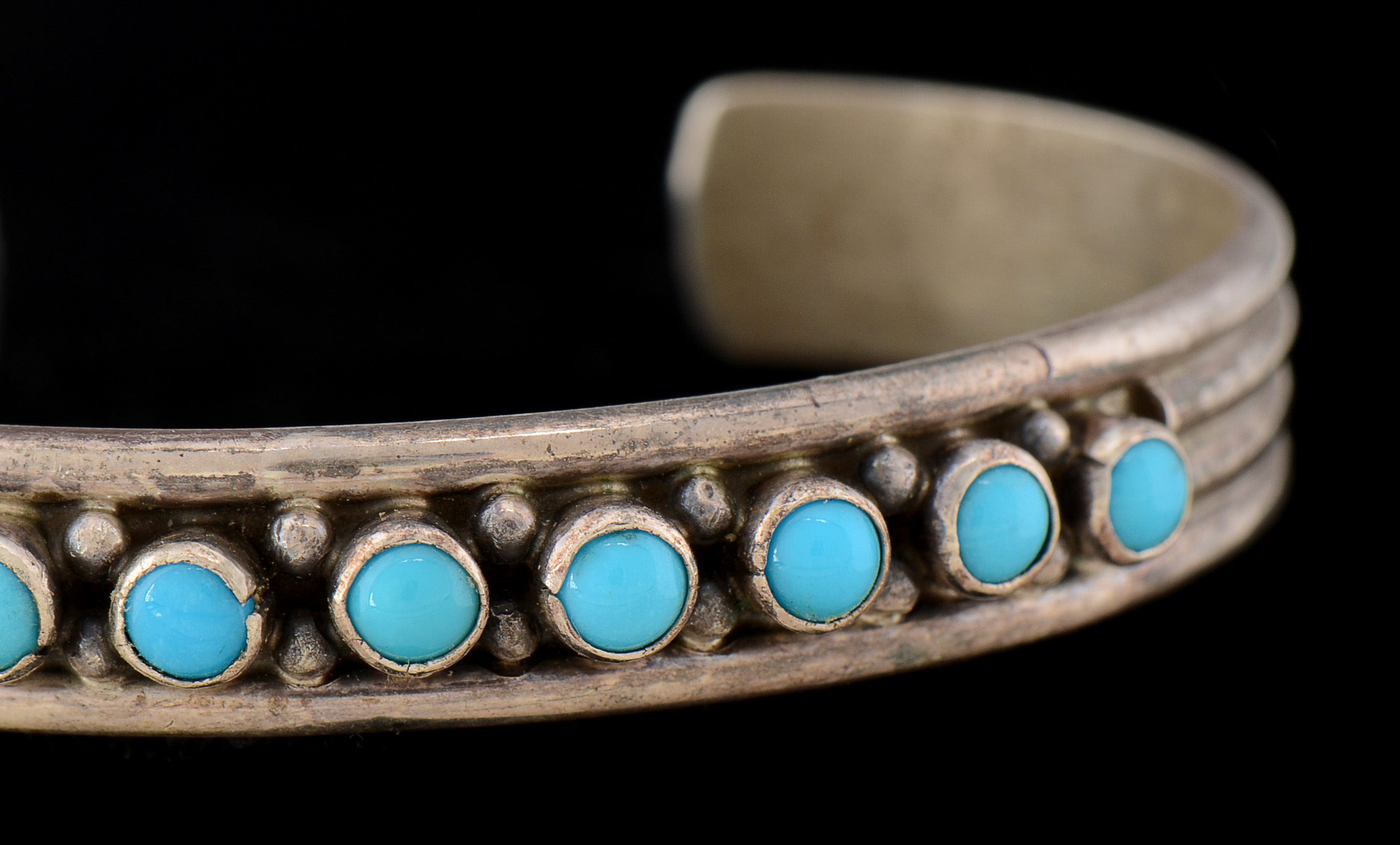 Lennie Mariano Signed Native American Navajo Sterling and Turquoise Cuff Bracelet