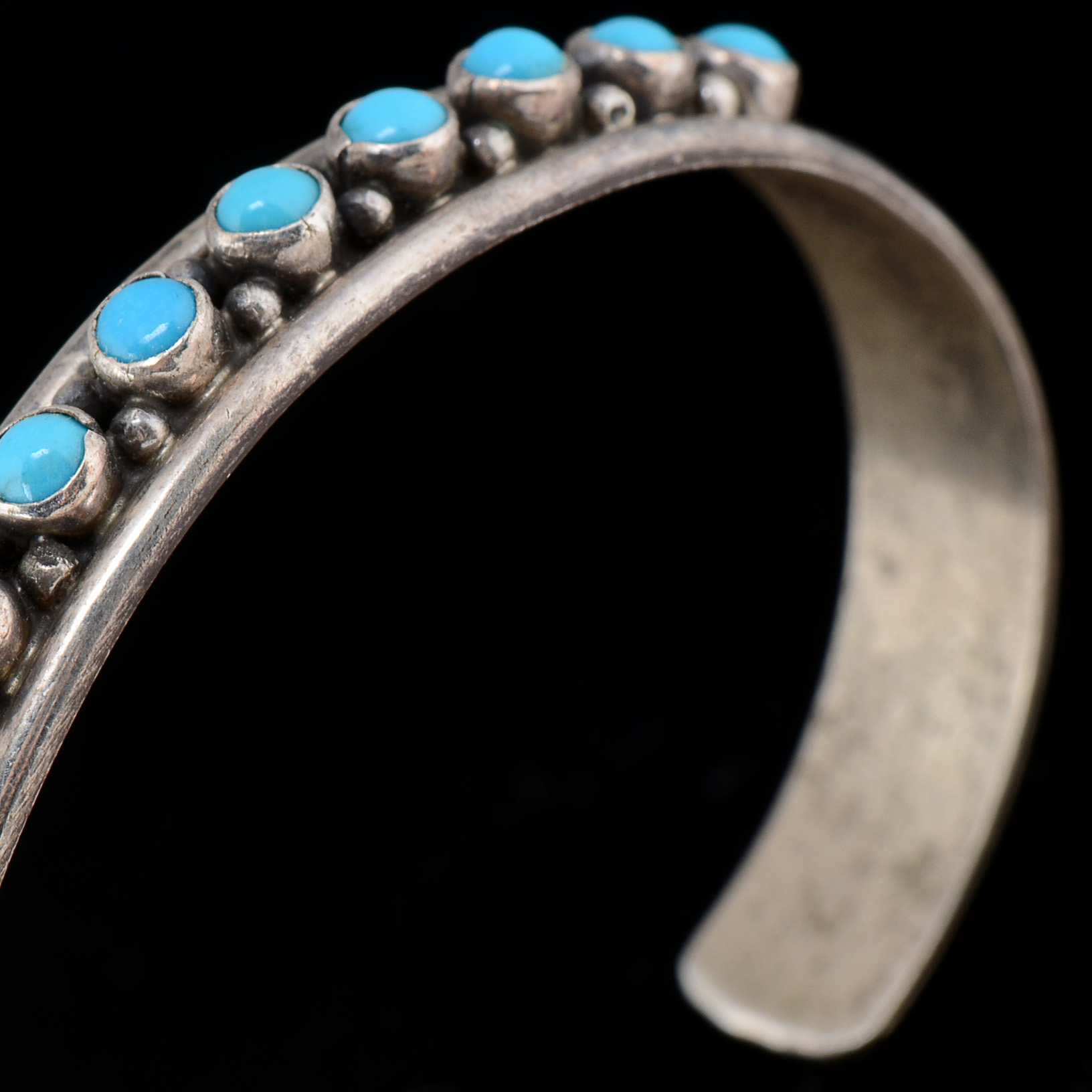 Lennie Mariano Signed Native American Navajo Sterling and Turquoise Cuff Bracelet