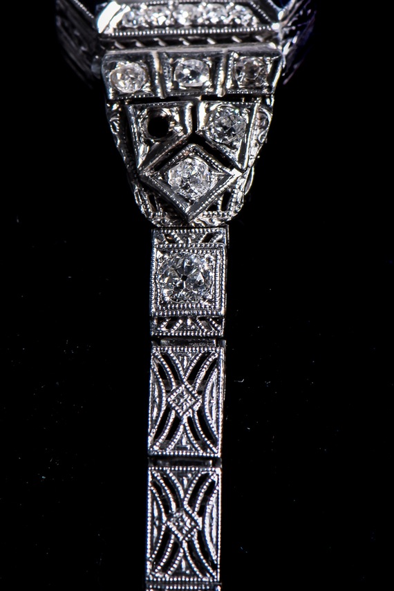 Vintage 14K White Gold Diamond and Sapphire Watch