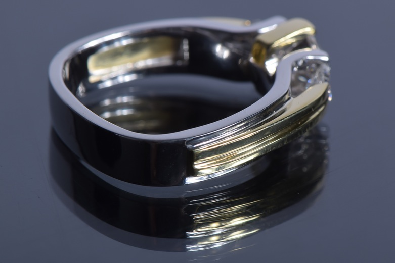 18K White and Yellow Gold Three Stone Diamond Ring