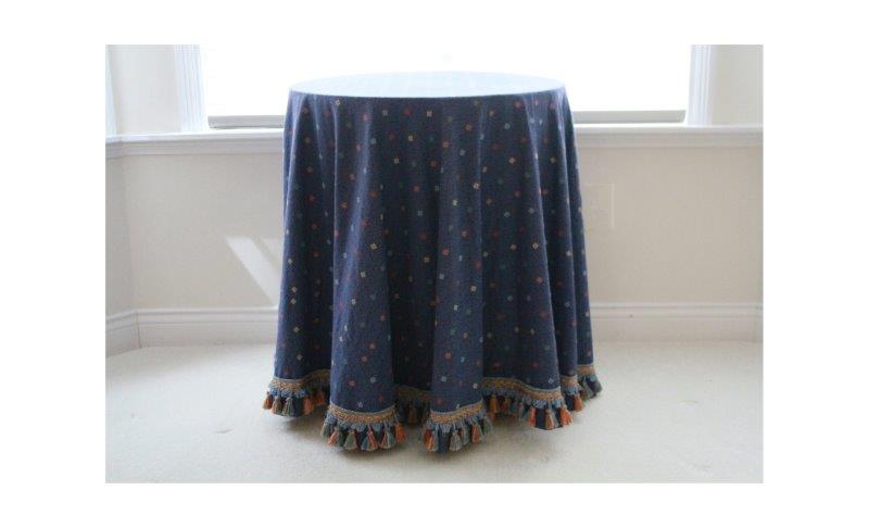 Wood Side Table with Tablecloth