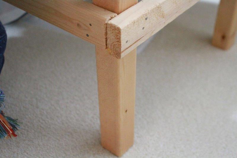 Wood Side Table with Tablecloth