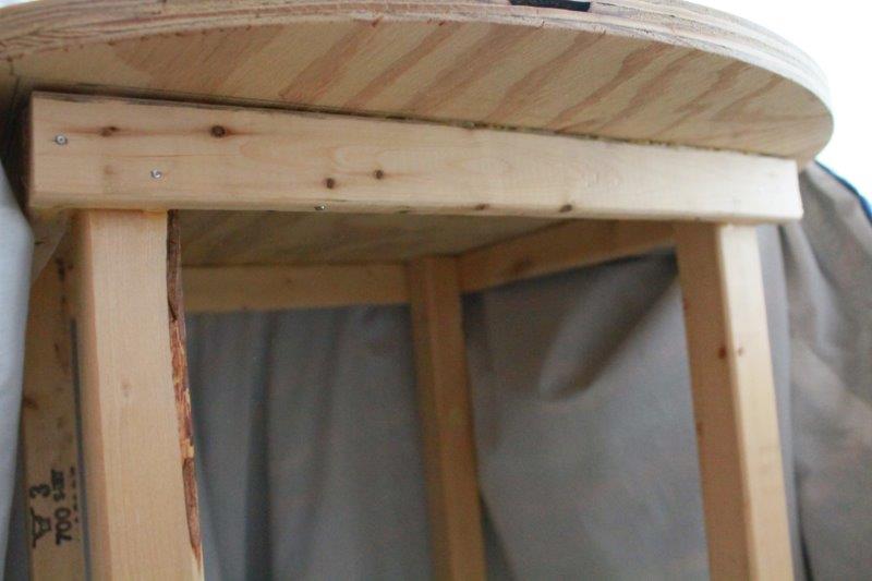 Wood Side Table with Tablecloth