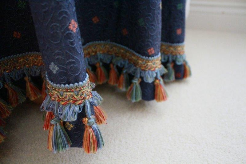 Wood Side Table with Tablecloth