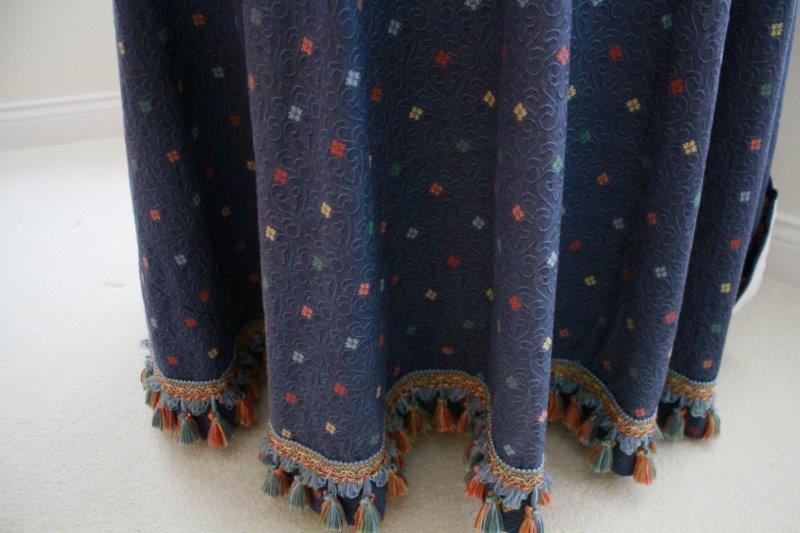 Wood Side Table with Tablecloth