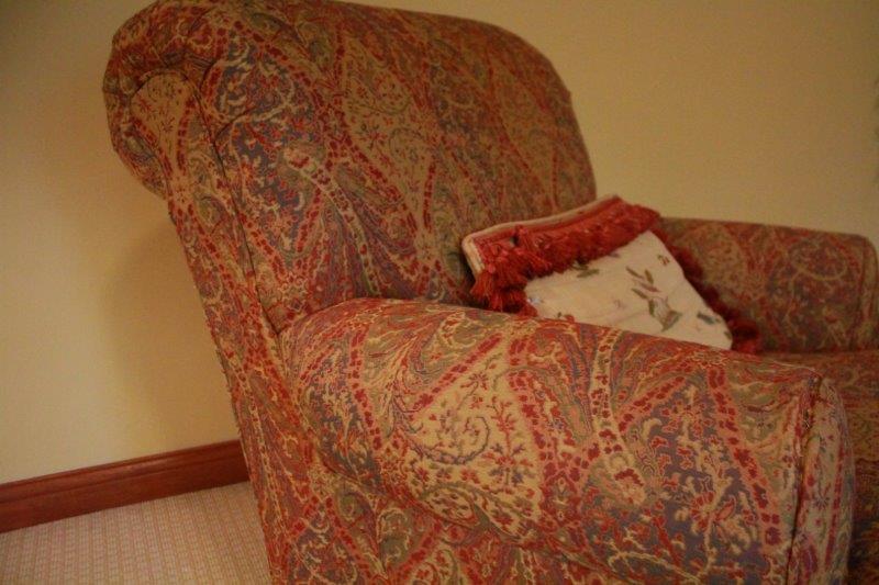 Upholstered Chair and Ottoman