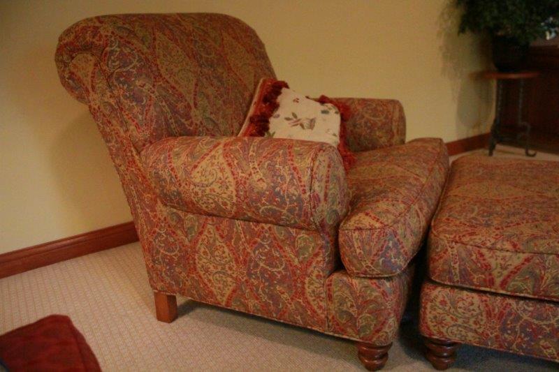 Upholstered Chair and Ottoman