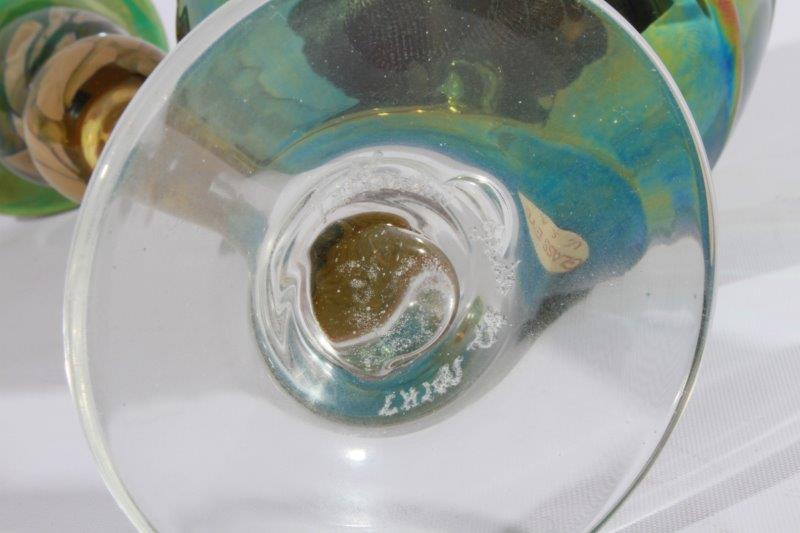 Signed Art Glass Candlestick and Ornament