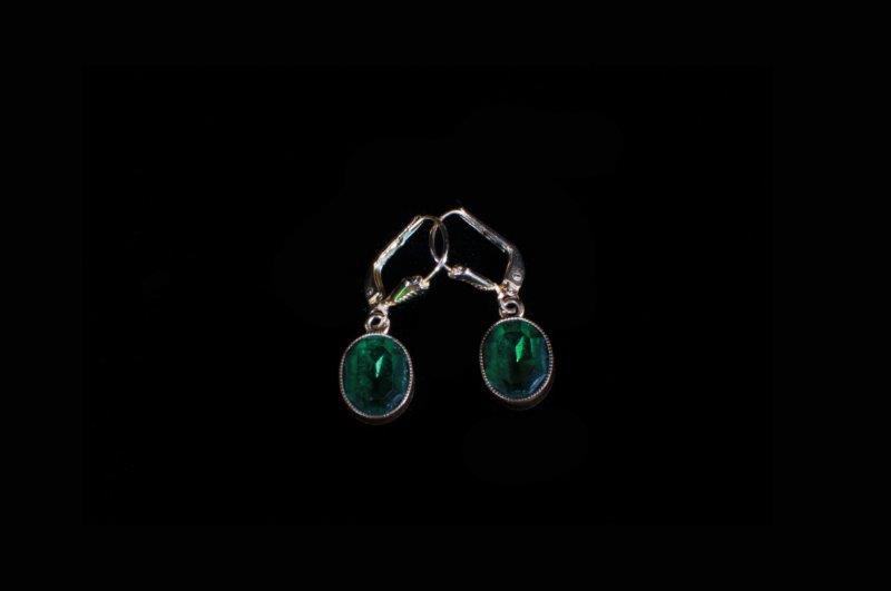14 Karat W.Germany Green Glass Earrings