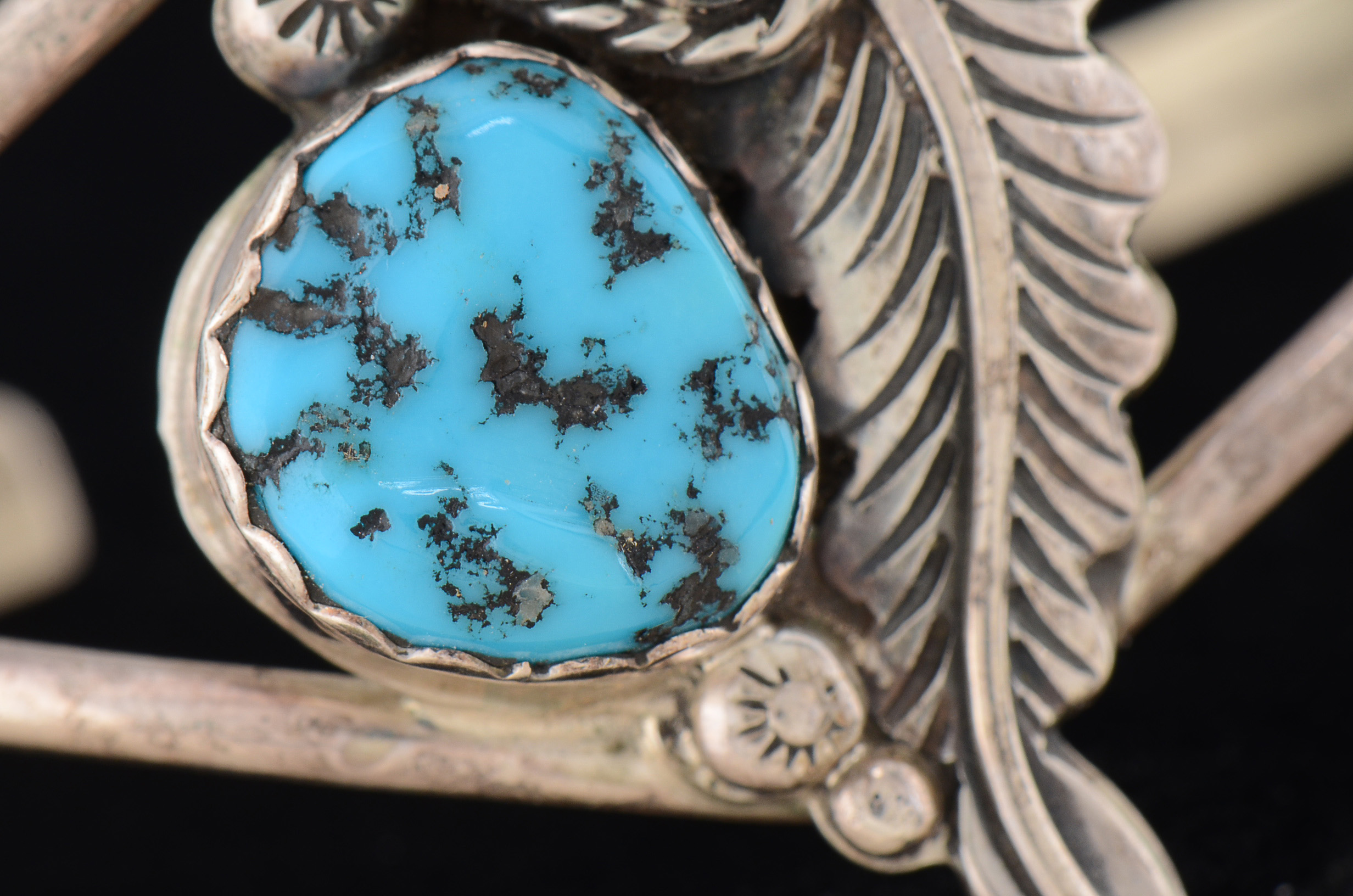 Danny Dale Signed Native American Navajo Sterling Silver, Turquoise and Red Coral Split Cuff