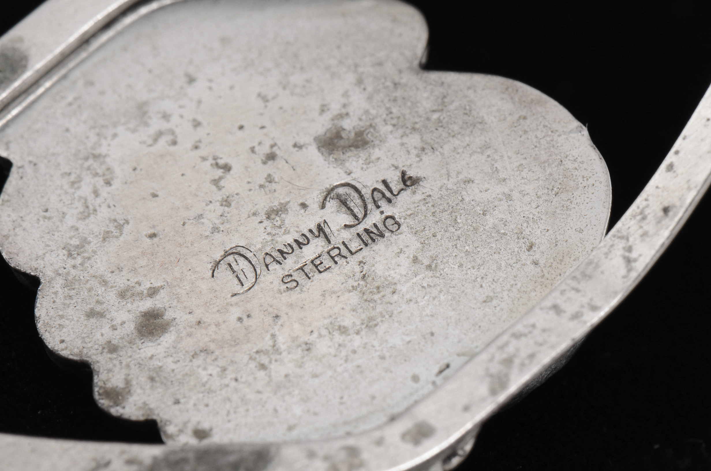 Danny Dale Signed Native American Navajo Sterling Silver, Turquoise and Red Coral Split Cuff