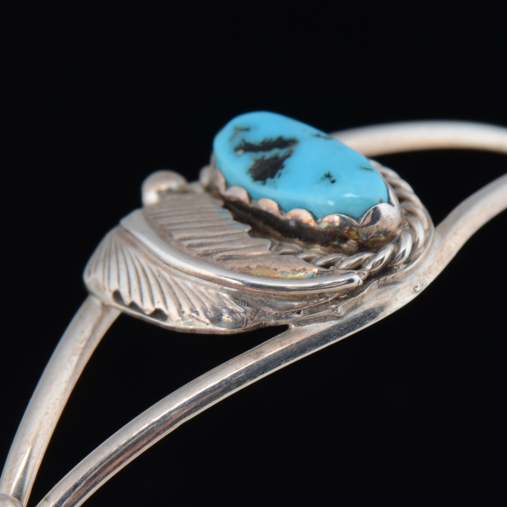 Native American Navajo Sterling Silver Turqoise Cuff Bracelet