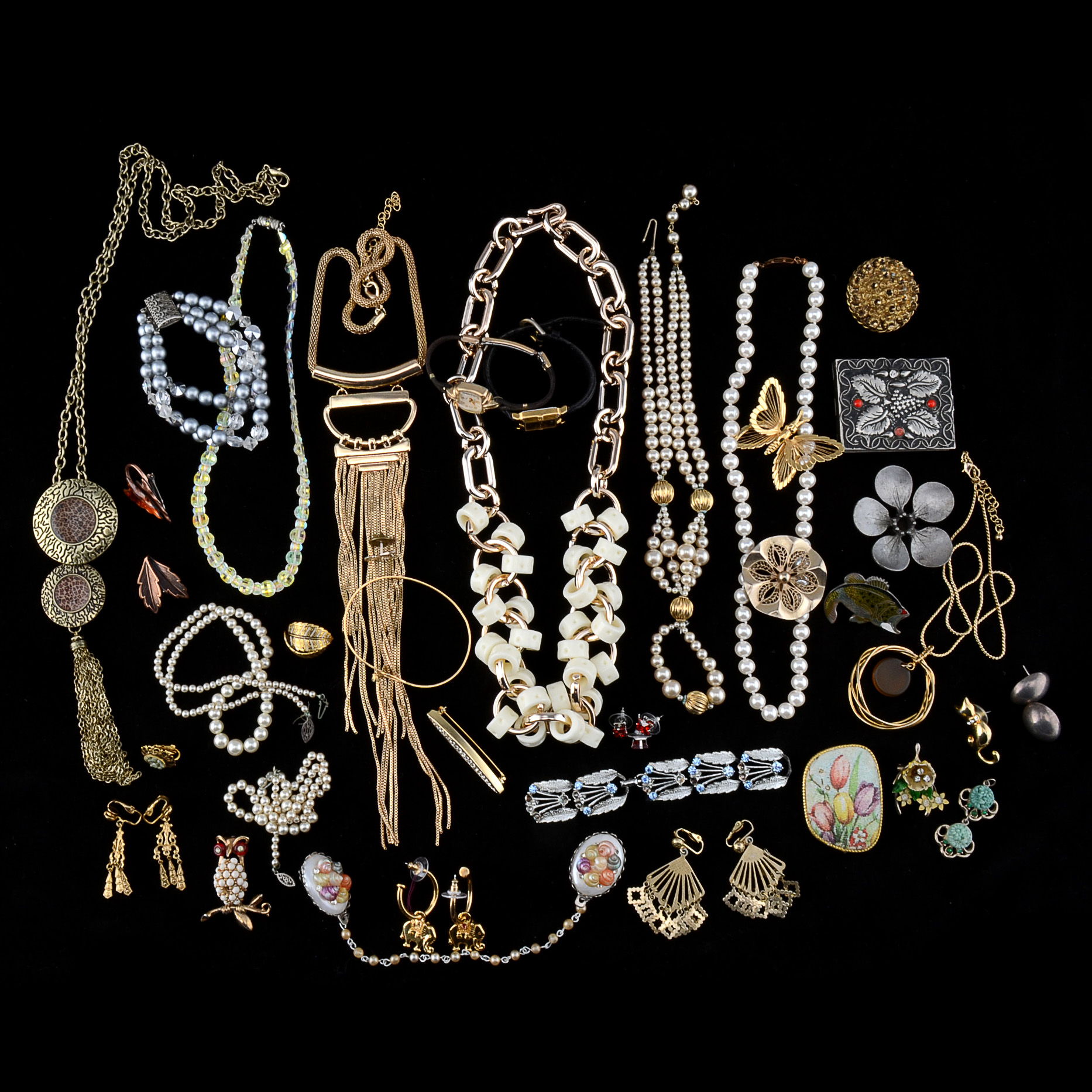 Assorted Costume Jewelry Including Monet and Bulova