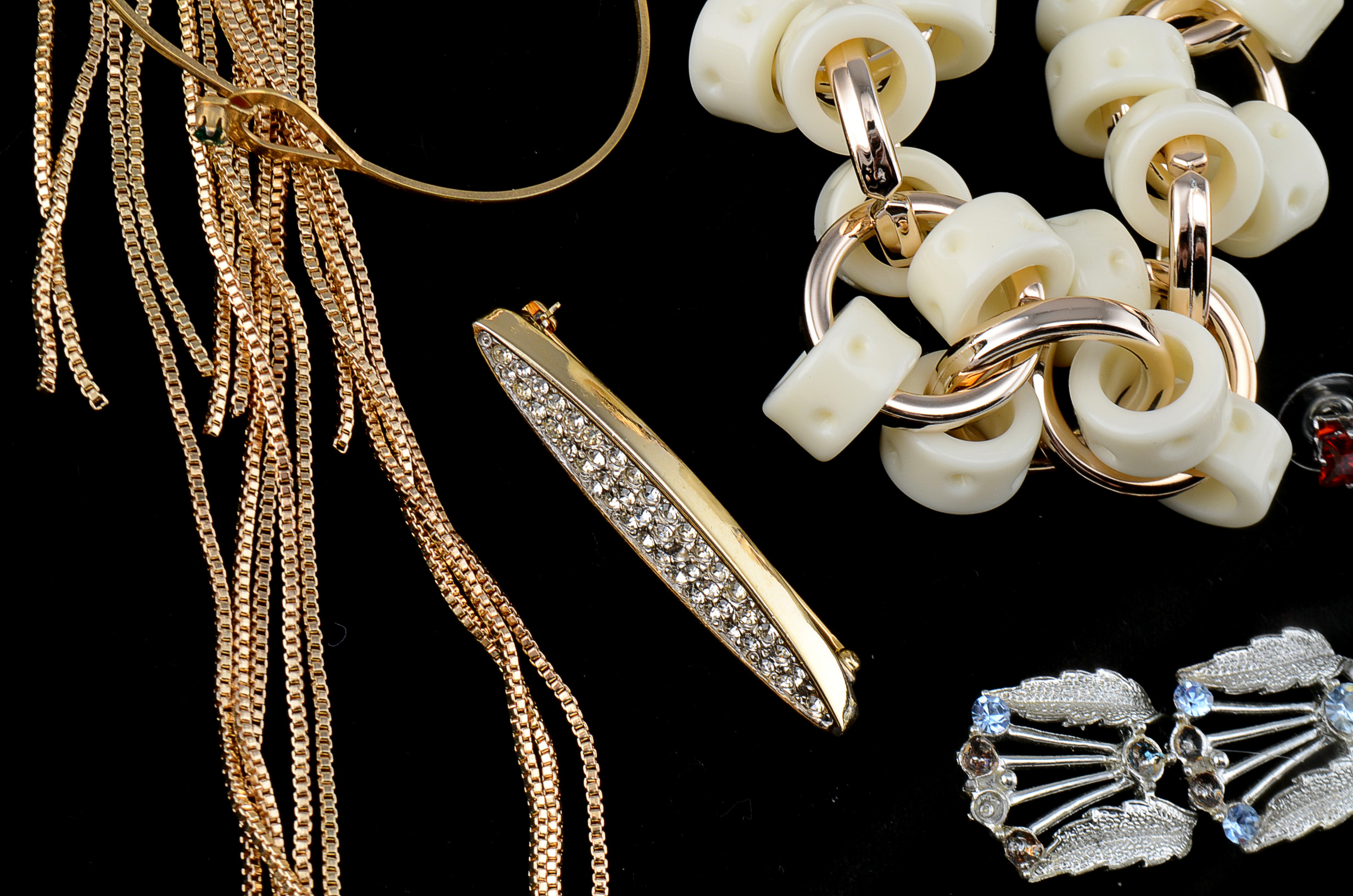 Assorted Costume Jewelry Including Monet and Bulova