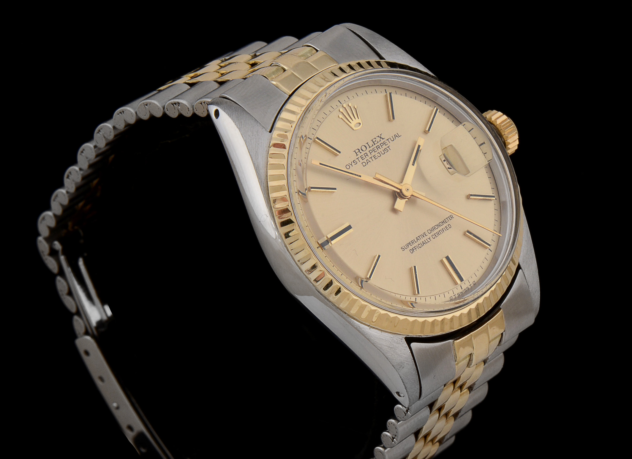 Men's Rolex Datejust 14K Gold and Steel 36mm Automatic Champagne Index Dial Watch