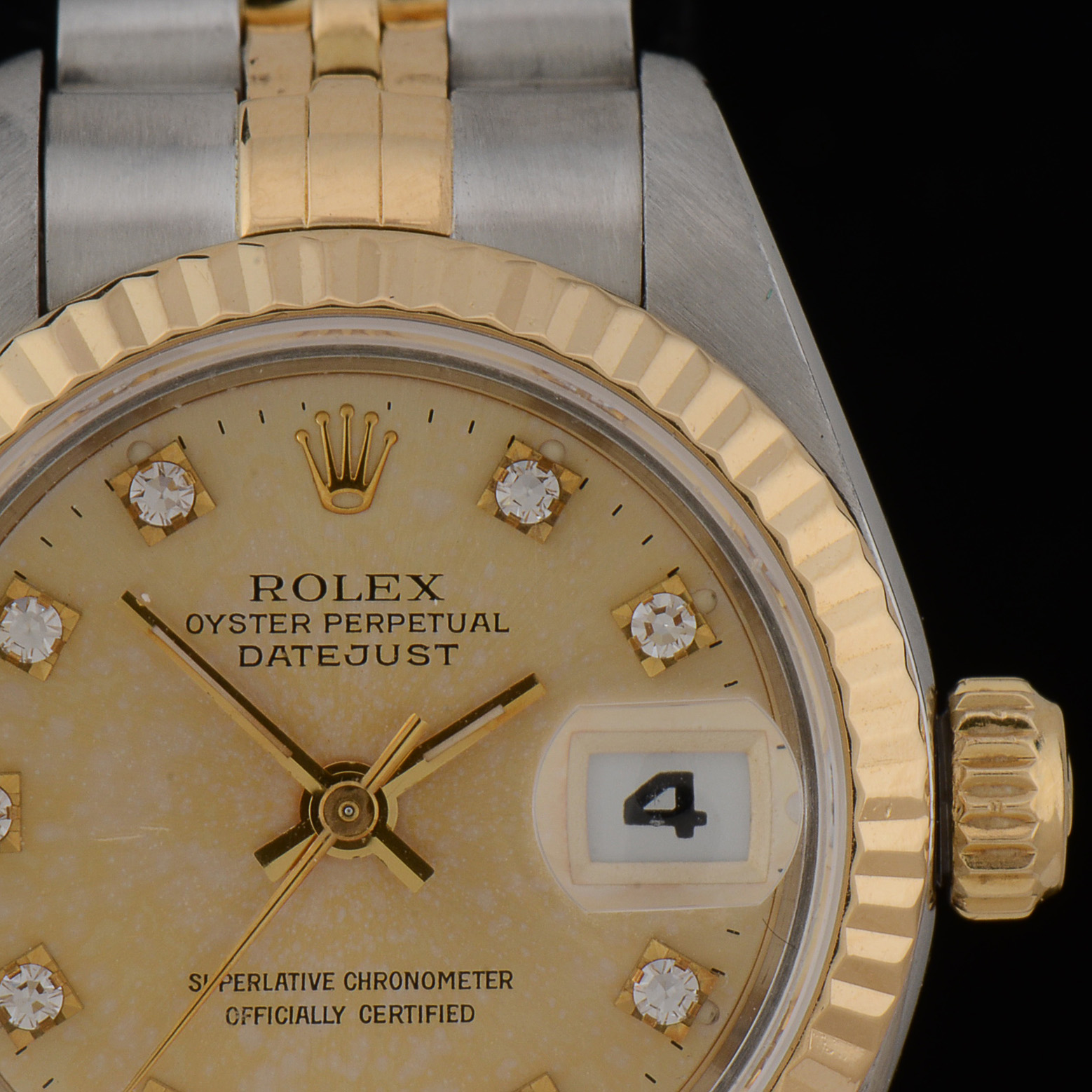 Women's Rolex Datejust 18k Gold and Steel Champagne Diamond Dial Watch