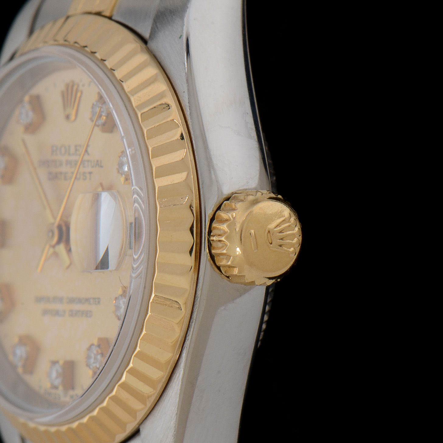 Women's Rolex Datejust 18k Gold and Steel Champagne Diamond Dial Watch
