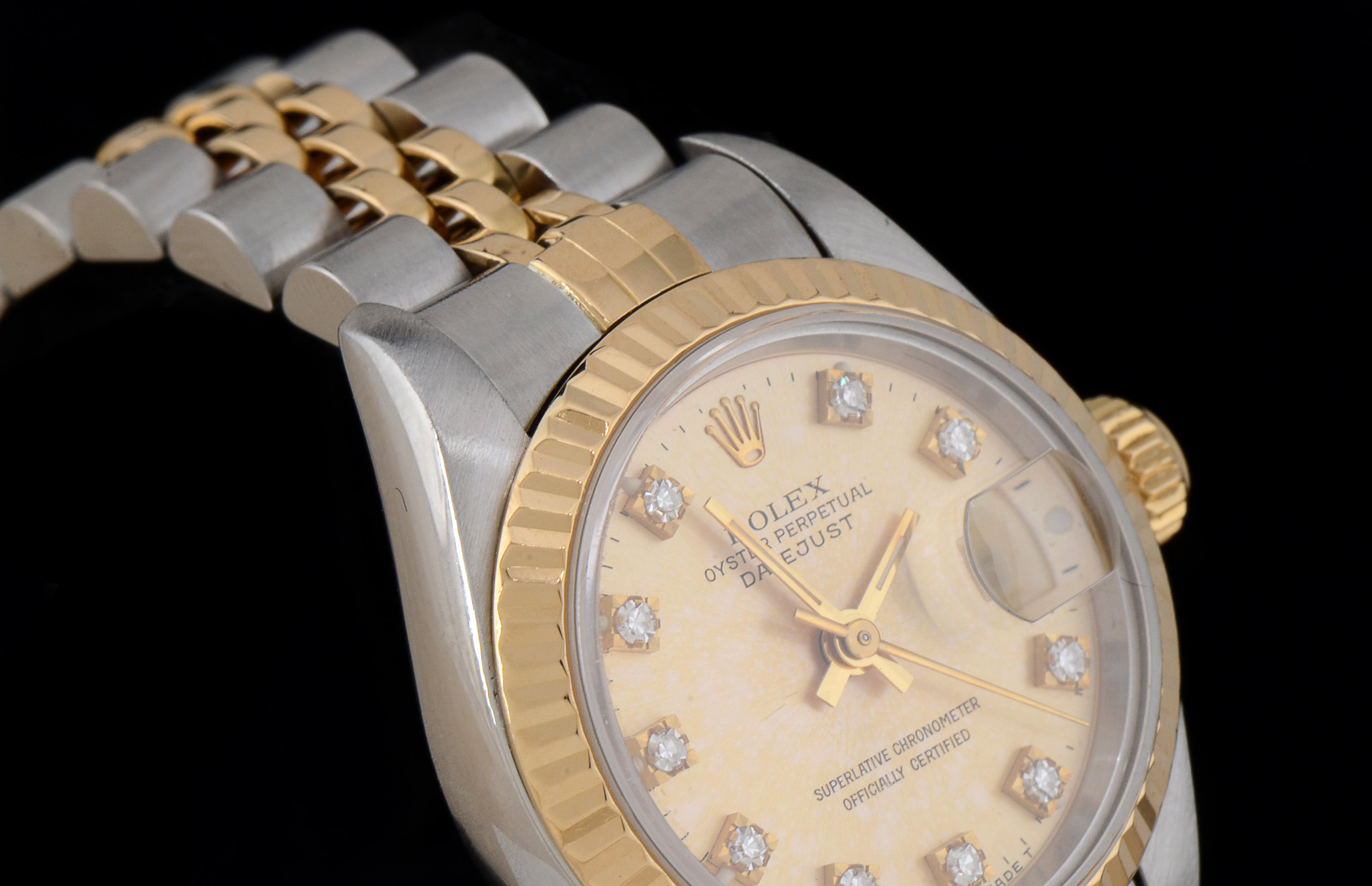 Women's Rolex Datejust 18k Gold and Steel Champagne Diamond Dial Watch