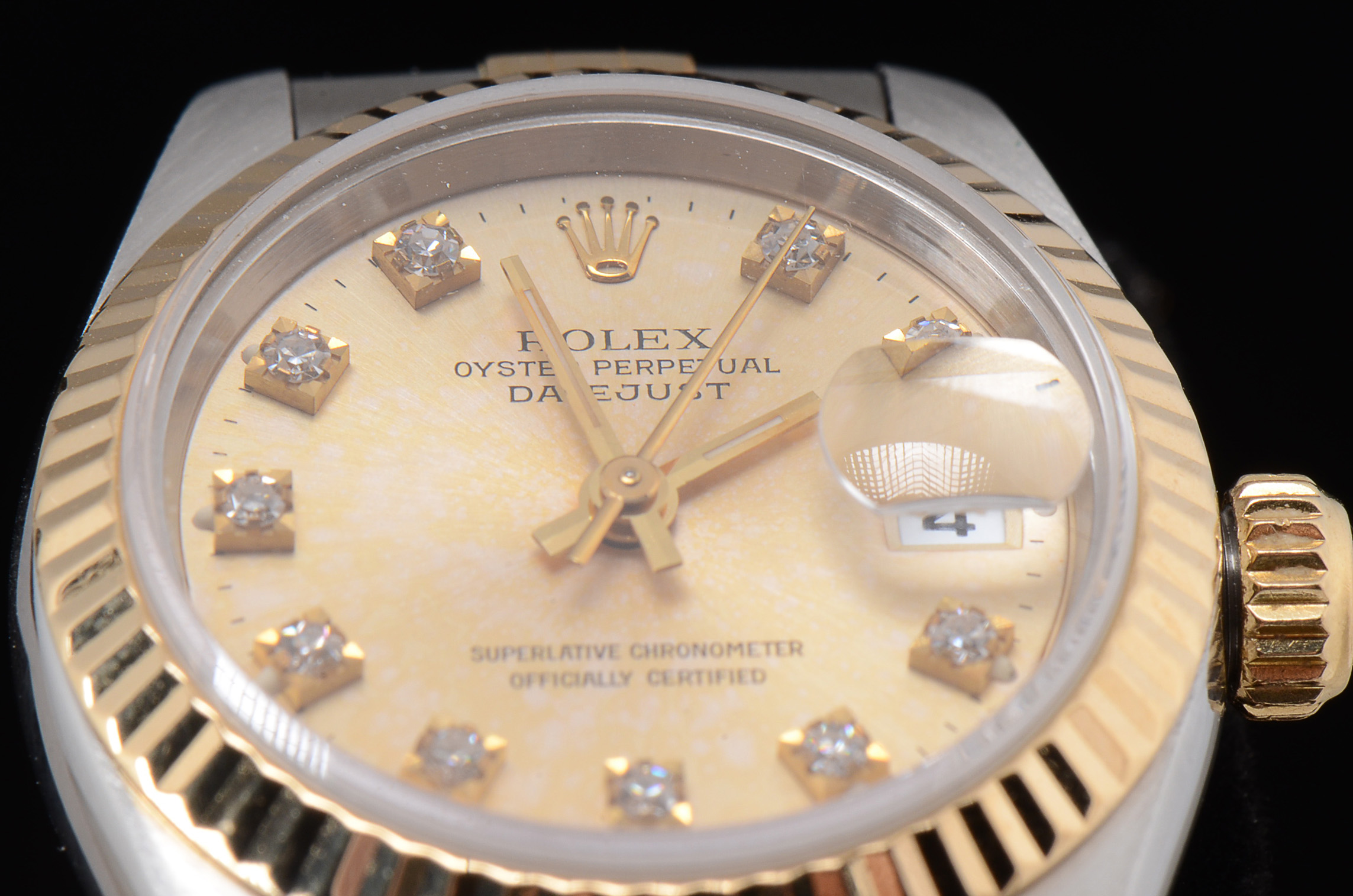 Women's Rolex Datejust 18k Gold and Steel Champagne Diamond Dial Watch