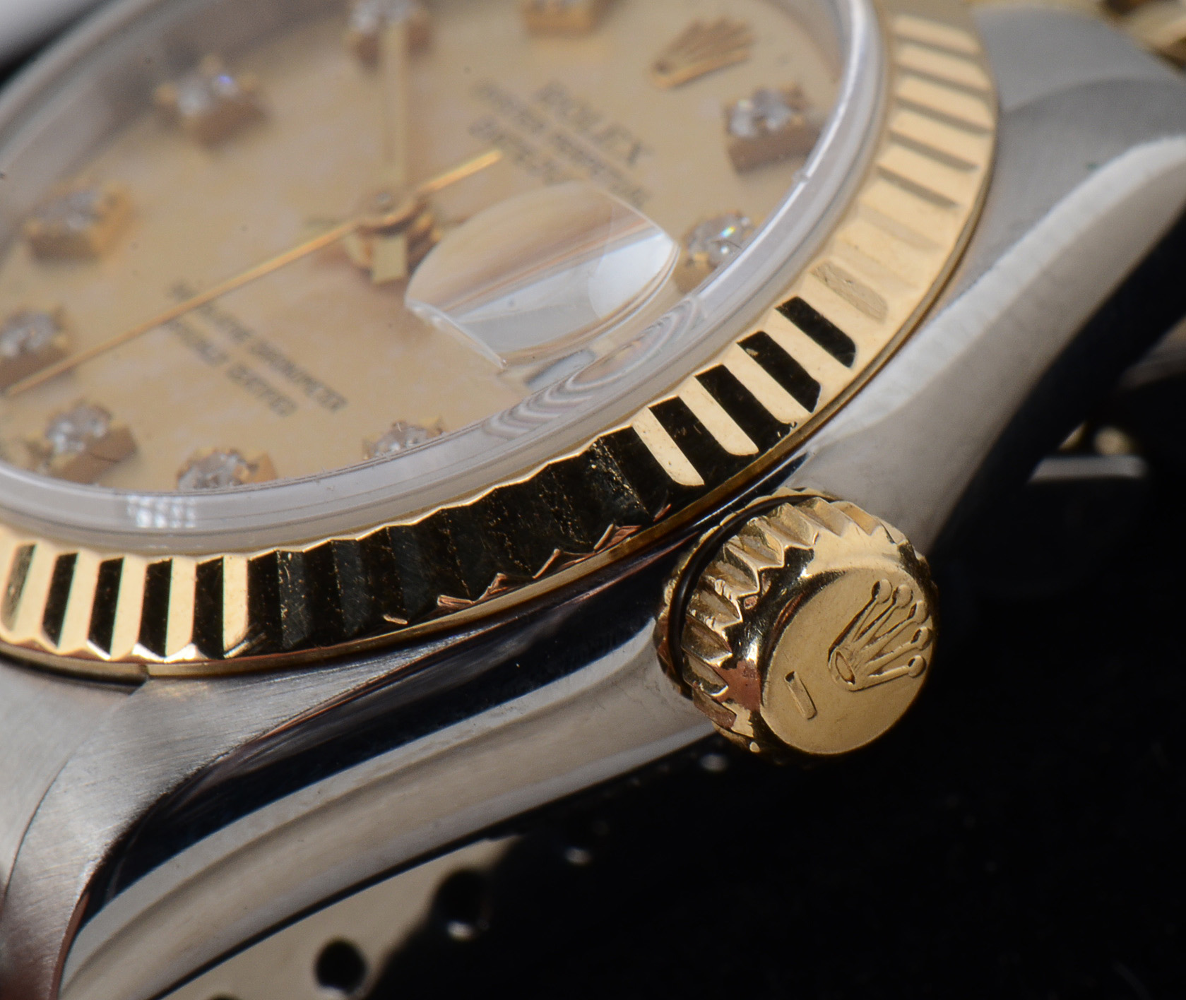 Women's Rolex Datejust 18k Gold and Steel Champagne Diamond Dial Watch