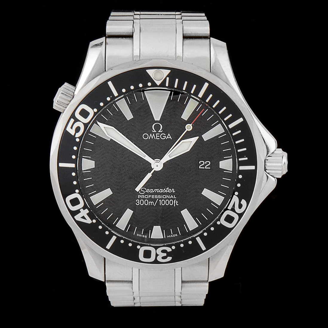 Men's Omega Seamaster Professional 300m Full Size 41mm Black Wave Steel Watch