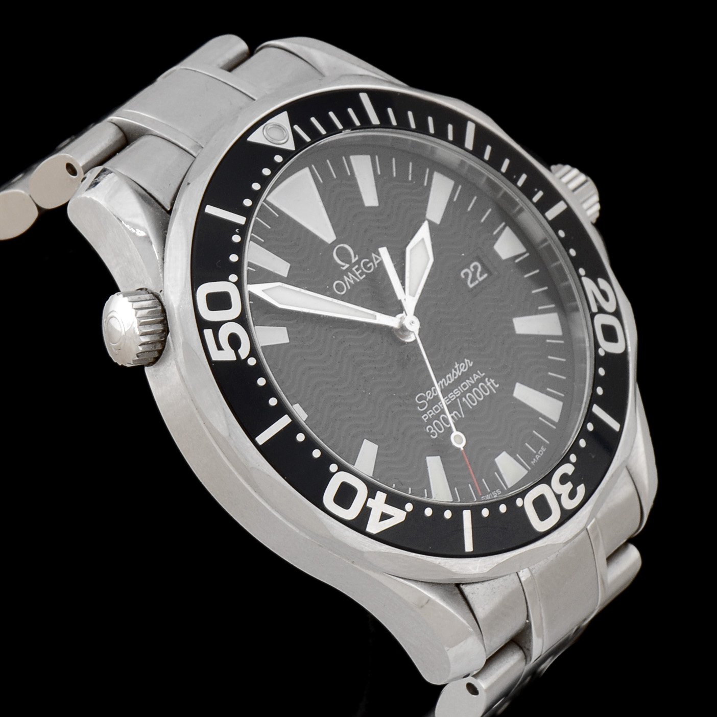 Men's Omega Seamaster Professional 300m Full Size 41mm Black Wave Steel Watch