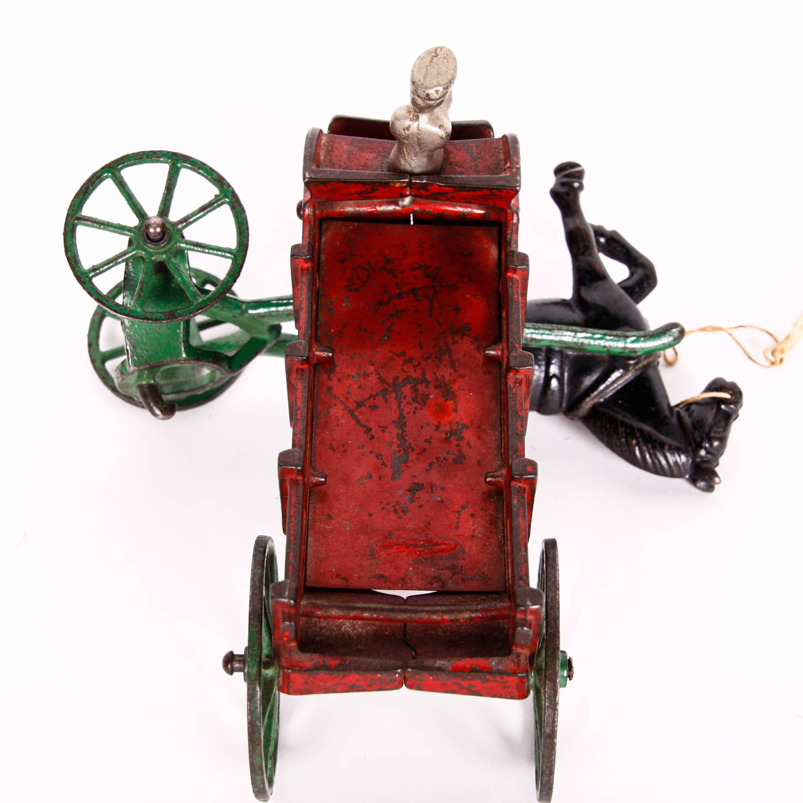 Antique Cast Metal Horse and Carriage Toy