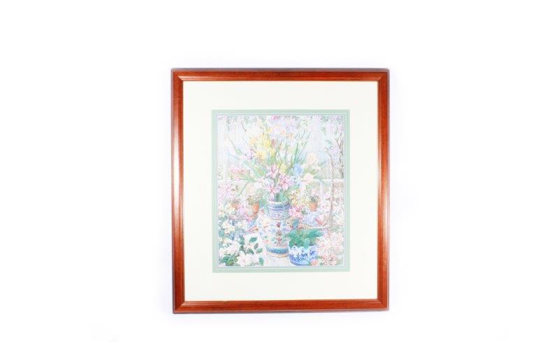 Signed Floral Offset Lithograph