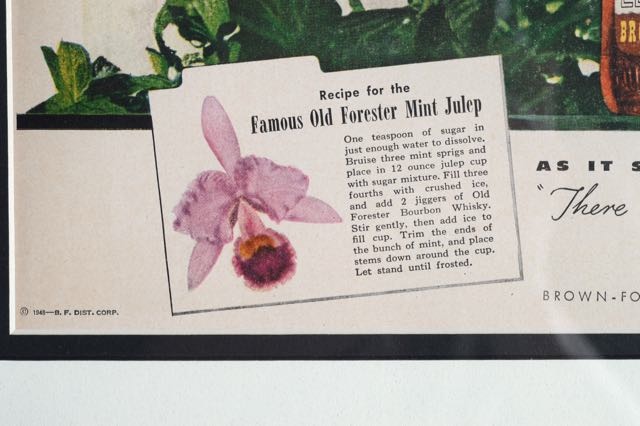 1945 Old Forester Mint Julep Advertisement Framed