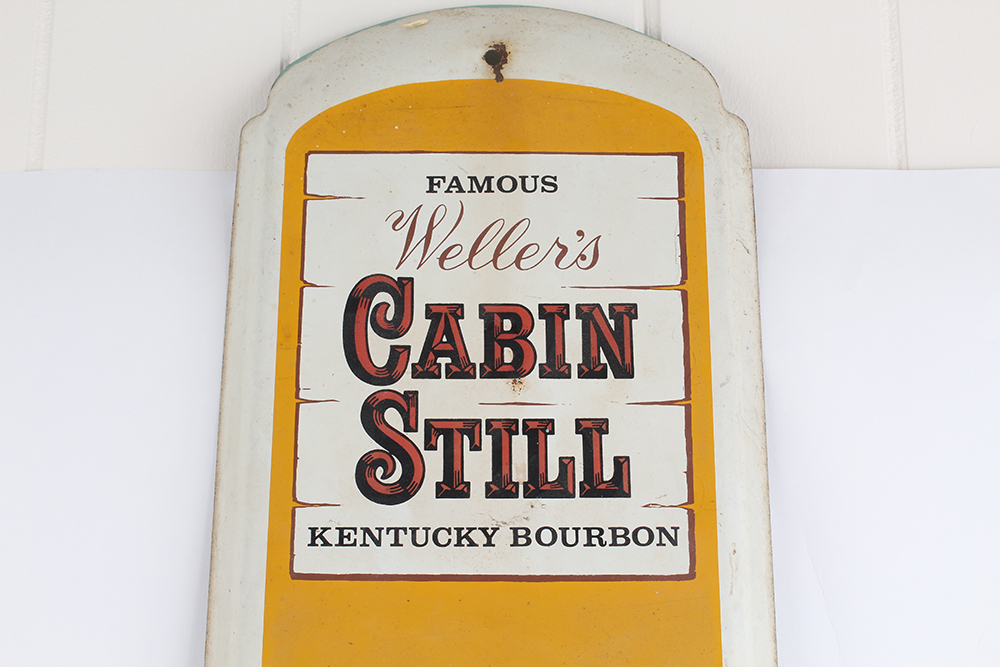 Vintage Weller's Cabin Still Kentucky Bourbon Advertising Metal Thermometer