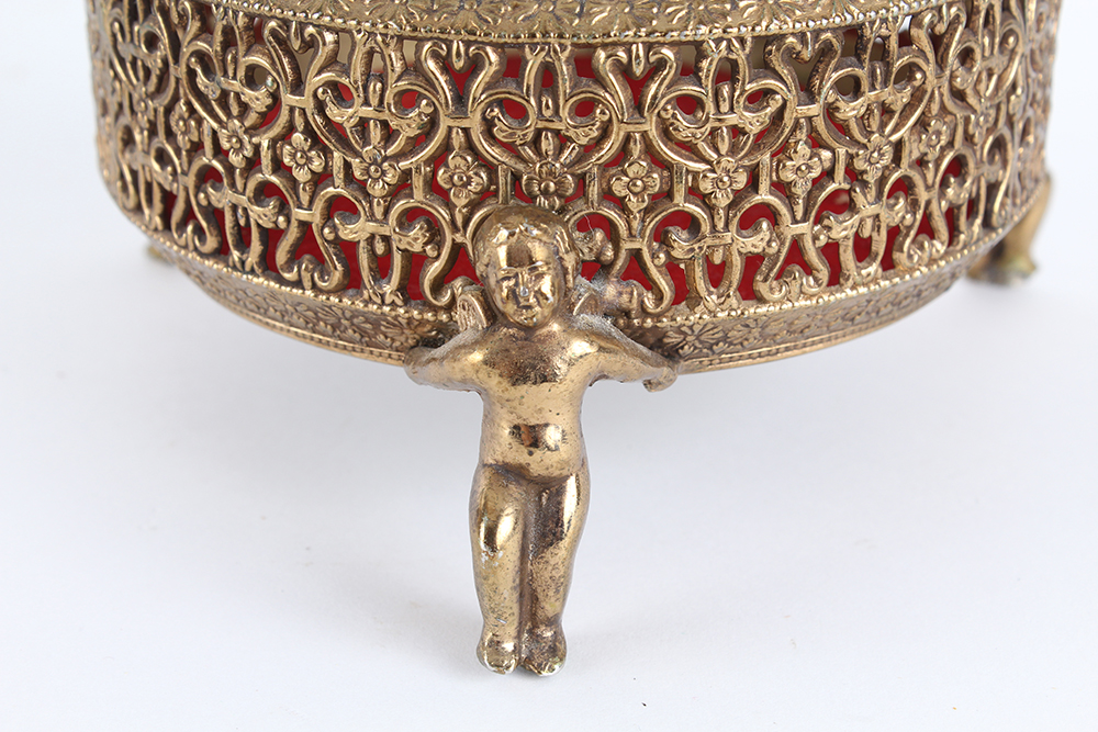 Pair of Gold Tone Filigree Trinket Boxes