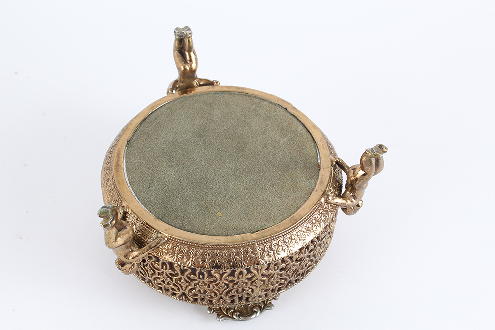 Pair of Gold Tone Filigree Trinket Boxes