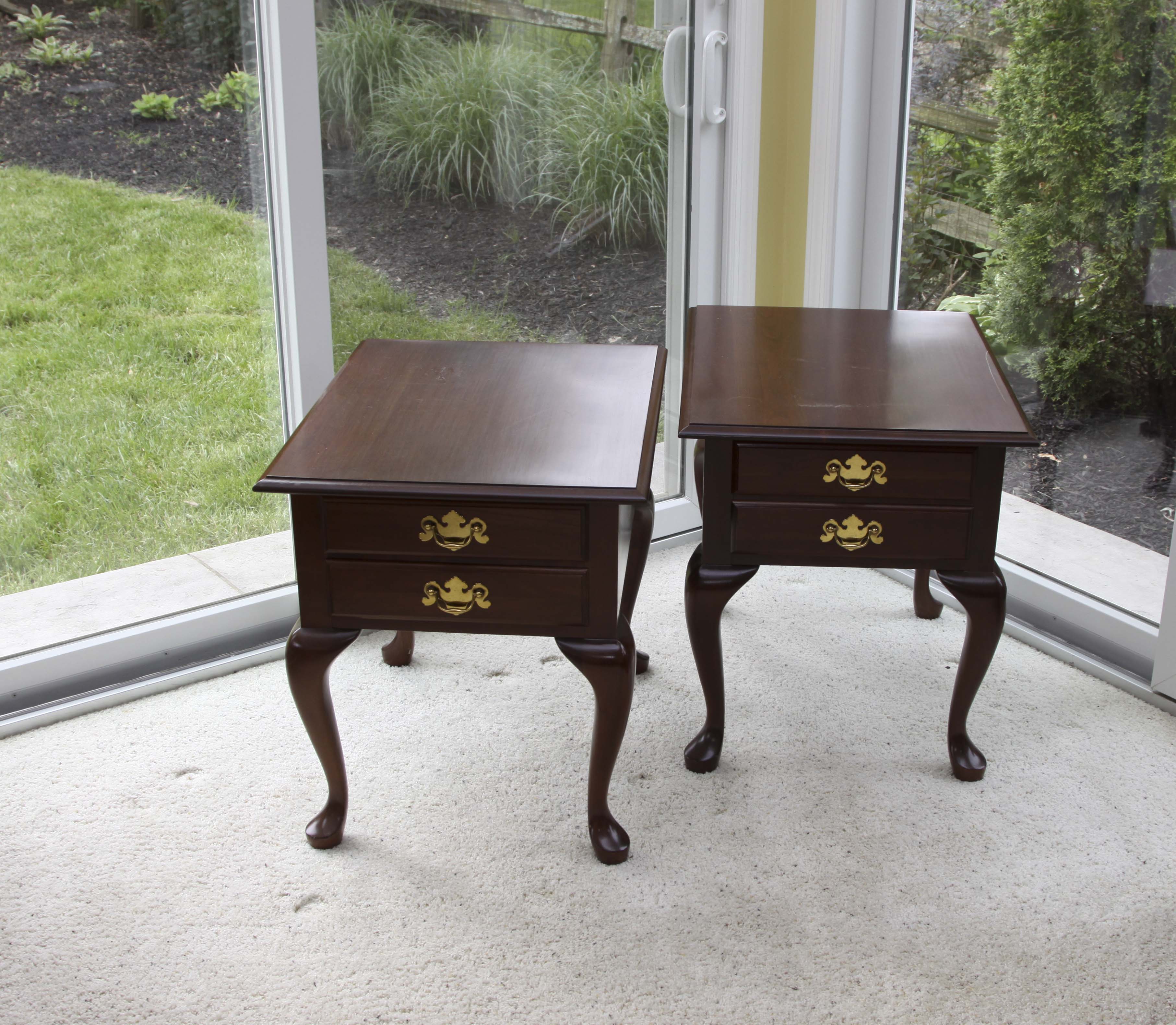 Pair of Queen Anne Style End Tables by Colonial Furniture Co.