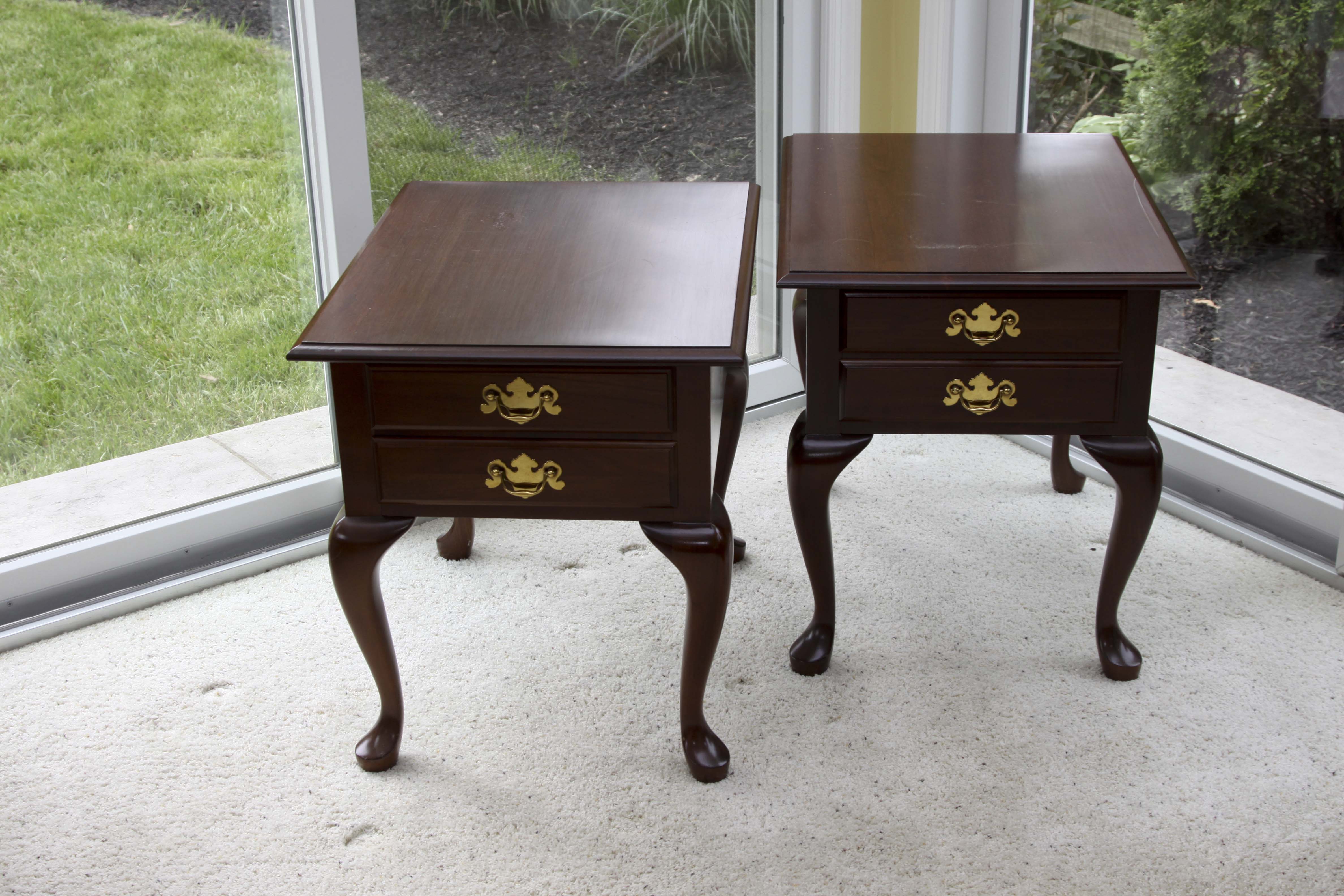 Pair of Queen Anne Style End Tables by Colonial Furniture Co.