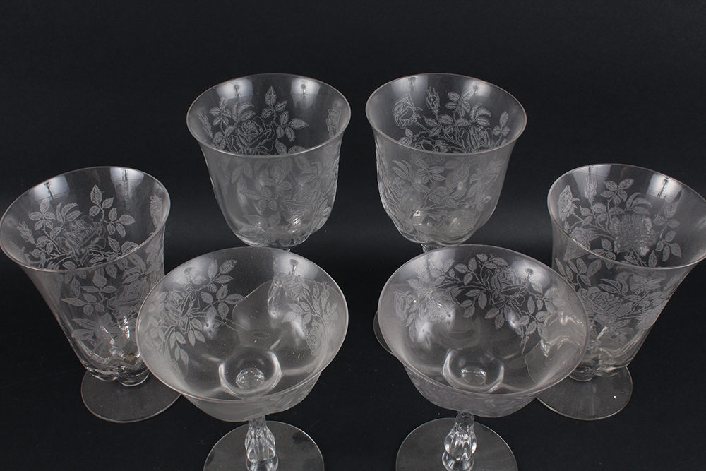 Glassware with Pressed Rose Relief Motif
