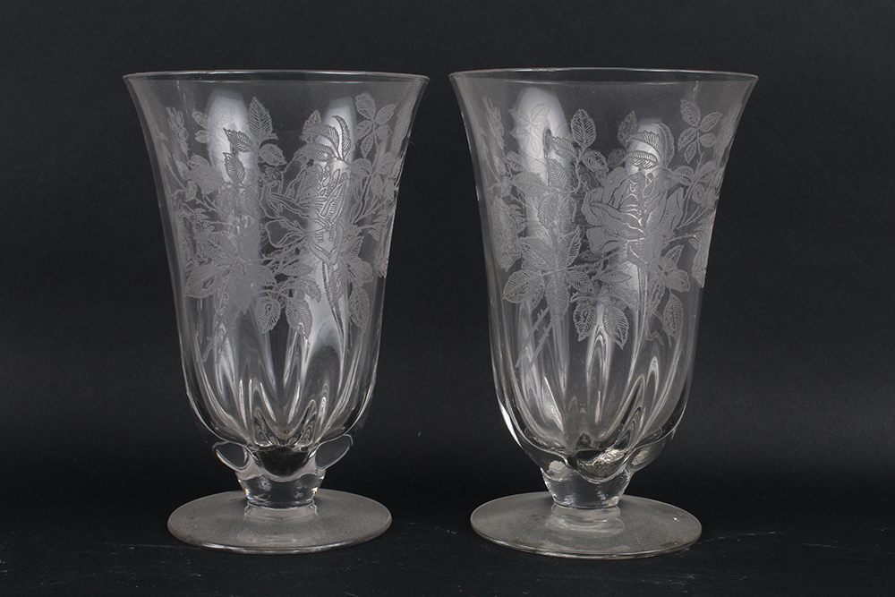 Glassware with Pressed Rose Relief Motif
