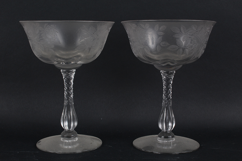 Glassware with Pressed Rose Relief Motif