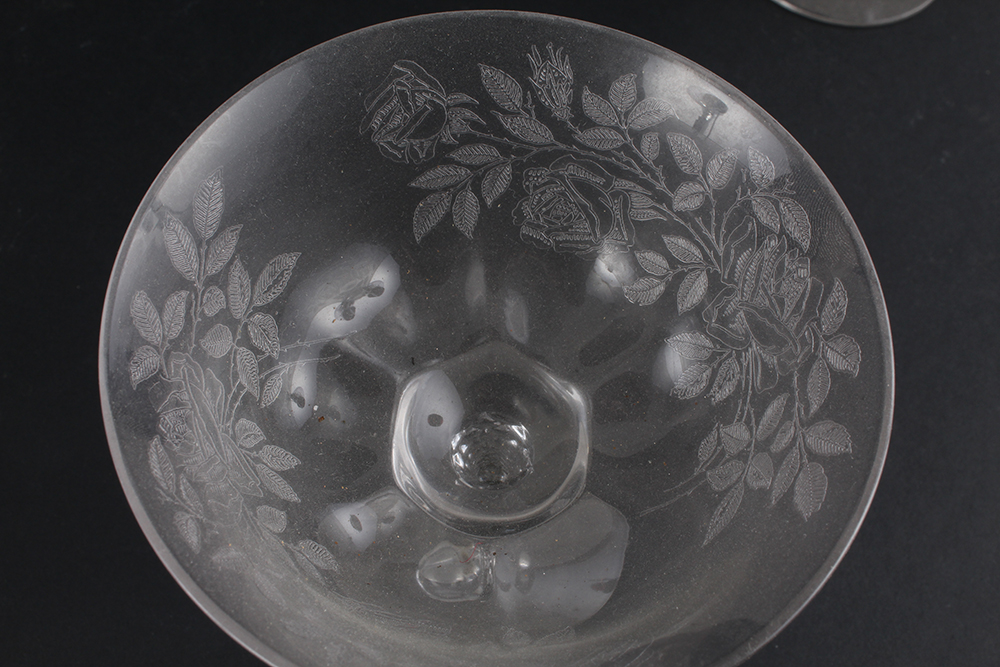 Glassware with Pressed Rose Relief Motif