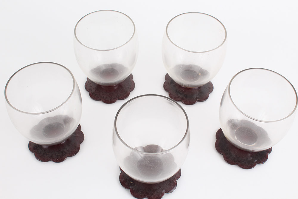 Glasses with Red Blossom Bases